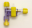 Delta-Flow™ II T Configuration 30cc flush device with Snap Tab™. Clear, yellow caps and clip. Model 250-202