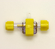 Delta-Flow™ II 30cc female flow-through flush device with Snap Tab™. Clear, yellow caps and clip. Model 250-213