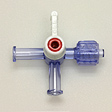 Four-way luer lock, stopcock, blue tint. Model 450-451